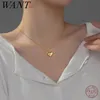 ネックレスWantme 925 Sterling Silver Simple Snake Bone Chain Sweet Love Heart Pendant Necklace Women Elegant Statementクラビクルジュエリー