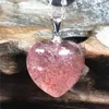 Anhänger Top Natürlicher Roter Erdbeerquarz Anhänger Für Frauen Männer Heilende Liebe Geschenk Kristall 925 Silber Ketten Herz Perlen Schmuck AAAAA