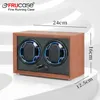 Frucase Double Watch Winder för automatiska klockor 2 Rolex Box Jewelry Display Collector Storage Wood Grain With Light 240110