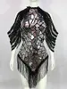 Scen Wear Sexig backless Silver Laser Mirror Tassel Short Dress Bar Nightclub DJ Dancer paljetter Dance Costum Singer Team Rave Outfit