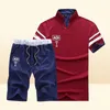 Men039s Survêtements d'été Shorts à manches courtes t-shirt hommes plage t-shirt mâle taille élastique Homme couleur unie 8098325