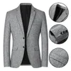 Men Blazer Solid Color Single Breasted Autumn Winter Two Buttons Pockets Suit Coat for Wedding 240110