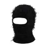 Balaclava angustiado malha rosto cheio máscara de esqui adequado para homens mulheres gorros chapéus crânios camuflagem inverno quente chapéus à prova de vento 240110