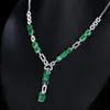 Necklaces Exquisite Vintage Square Cut Emerald Pendant Necklace Personalized Long Choker Sweater Necklaces 925 Silver Color Jewelry