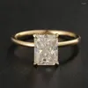 Anneaux de cluster estampillé solide 9/10/14/18K bague en or jaune anniversaire de mariage fête de fiançailles 1 Radiant D VVS Moissantie pour les femmes