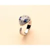 Nowy niebieskookowy pierścień węża z regulowanym otworem, czyste srebrne złote, proste, proste i wszechstronne biżuteria bogini