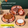 Dog Bowls Feeders Rose Gold Stainless Steel Dog Cat Bowl Non-Slip Durable Food Feeder Water Bowls For Cat Dogs Pet Feeding Drinking Suppliesvaiduryd