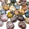 Decorative Figurines Natural Ocean Jasper Heart Shaped Gemstone Minerals Crystal Stone For Chakra Healing Decortion Stones And