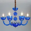 Lâmpadas pendentes de estilo europeu vela candelabro lâmpada na sala de jantar azul estudo e quarto internet café luzes