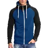 Urban Fashion Hooded Sweatshirts Retro Turtleneck Raglan Sleeve tröja Europeisk färgmatchning plus Velvet Cardigan Manlig kappa 240111