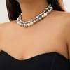 Anhänger Halsketten PuRui Punk CCB Imitation Perle Ball Perlen Chokers Handgemachte Strang Halskette Für Frauen Mehrschichtige Halskette Schmuck Kragen