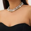 Colares Pingente Purui Punk CCB Imitação Pérola Bola Beads Chokers Handmade Strand Colar Para Mulheres Multilayer Neck Chain Jóias Colar