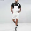 Men's Shorts Vintage Men Jeans Denim Rompers White Shorts One-piece Overalls Suspenders Streetwear Men Jumpsuit YQ240111