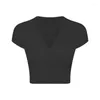 Aktive Shirts LuluLogo Damen-Kurzarm-Oberteil, Yoga-T-Shirt, Fitnessstudio, Fitness, Sport, Damenbekleidung, Sportbekleidung, künstlerische Falte, Outdoor-Bluse