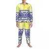 Herren-Nachtwäsche, Elefanten-Kunst, Frühling, bunter Blumendruck, Vintage-Stil, übergroßes Pyjama-Set, langärmelig, schöner Heimanzug