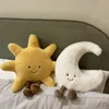 Kawaii pelúcia sol lua lance travesseiro engraçado sorriso rosto sol lua plushies sofá almofada bonito crianças brinquedos presente de natal para criança 240111