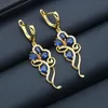 Sets 2023 New Dubai gold jewelry sets for women wedding Blue Crystal earring pendant necklace ring Best Gift