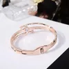 YUN RUO 100 languages I love you Projection Bangle Rose Gold Color Steel Jewelry Woman Birthday Gift Not Change Color 240110