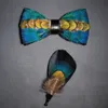 JEMYGINS Märke Fashion Färgglada herrar Bow Tie Pin Set Handgjorda Natural Feather Bowtie Presentföretag Affärsdräkt för bröllopsfest 240111