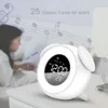 Bedside Sunrise Sunset Wake Up Light Digital LED Music Alarm Mirror Clock Bedroom Desk Calender Snooze Clock Table Telefonladdare 240110