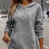 Sudaderas con capucha para mujer, vestido con capucha de otoño e invierno, sudadera transpirable, elegante cordón cálido de longitud media para mujer