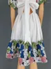 エスニック服の夏のファッション2024エレガントなアフリカの女性半袖プリント膝までのパーティーイブニングドレスDashiki Africa