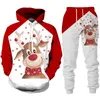 Tracksuits masculinos Papai Noel Cosplay Hoodies Set 3D Impressão Casal de Natal Pulôver de Duas Peças Homens Mulheres Sportswear Crianças Tracksuit Terno