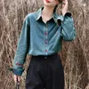 Frauen Blusen Minimalistischen Lose Denim Shirts Für Frauen drehen-unten Kragen Blusa Feste Weibliche Tops 2024 Frühling Sommer koreanische