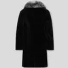 Inverno masculino casaco de pele térmica vison cabelo longo casaco de raposa cabelo grande gola de pele casual plus size trench coat 240110