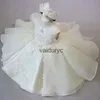 Sukienki dziewczynki dziewczynka świąteczna chrzt biała różowa sukienka dzieciak z frezowaniem 1. urodziny elegancka impreza księżniczka chrzest maluch vestidos h240508