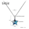 Kettingen LicLiz Pentagram Ketting Blauwe CZ Hanger Ketting Vrouwen 925 Zilveren Ketting Choker Kraag Mode-sieraden Cadeau Ketting LN0357