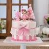 Décoration de gâteau pour filles, fournitures de fête, petite princesse, anniversaire pour bébé, journée des enfants, poupée étoile, cadeaux avec nœud rose