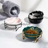 Alimentadores de tigelas para cães Nova tigela de cerâmica para animais de estimação protegem a mesa da coluna pé alto bonito alimentador de desenhos animados cão e gato padrão de peixe tigela suprimentos para animais de estimaçãovaiduryd