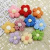 Other Arts and Crafts 4.5cm Flower DIY Hand-knitted Puff Flower Milk Cotton Wool Hand Hook Flower Manual Clothing Accessory Shoes Hats Craft Supplies YQ240111