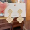 designer earrings 4/Four Leaf Clover Charm Stud Earrings Back Mother-of-Pearl Silver 18K Gold for Women&Girls Valentine's Mother's Day Wedding Jewelry Gift