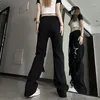 Damen Jeans Gidyq Hohe Taille Frauen Koreanische Mode Drucken Lose Breite Bein Hosen Alle Spiel Weibliche Streetwear Bandagen Denim Hosen