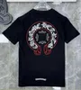 Chromees Camisetas para hombre Corazón Marca de alta calidad Cuello redondo Chromes Mangas cortas Tops Camisetas Camisetas Casual Herradura Sánscrito Cruz Estampado Kn4