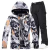 Men's Warm Colorful Ski Suit Snowboarding Clothing Winter Jackets Pants for Male Waterproof Wear Snow Costumes Fashion-30 240111