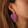 Dangle Earrings 1pair Women Heart Shape Versatile Color Spray Paint Love Water Drop Double Layer Party Jewelry Gifts 2024
