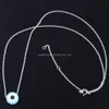 Colliers 925 Sterling Silver Link Chain Collier 10mm Rond Evil Eye Fire Opal Stone Bijoux