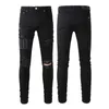 Amirs Jeans Designer Mens Purple Brand Slim Fit Casual Hole Light Dark Gray Pants Street Denim Tight Fitting Straight Tube Bicycle