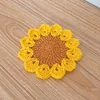 Handgjorda solrosmattor 12 cm Trade Handvirkning Doilies Pad Sticked Cup Mat Po Props Placemat Home Decorative Mat