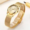 Wwoor Luxury Brand Dress Gold Watch Ladies Elegant Diamond Small Quartz Wrist Watches For Women Steel Mesh Clock Zegarek Damski 240110