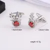 Gemelos navideños con cabeza de ciervo de cristal rojo, Pin para Collar de traje francés para hombre y mujer