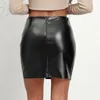 Skirts Sexy High Waist Package Hip Pencil Women Fashion Pu Faux Leather Pleated Short Y2K Irregular Nightclub Slim