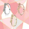 Klusterringar 2021 mode trend 100% S925 Sterling Silver Real Rose Gold 3 Colors Bow Ring Original DIY smycken lämplig för Wome258w