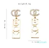 Marque de luxe Designers Lettres Stud Glands Géométriques Femmes Célèbres Longue Boucle D'oreille Cristal Strass Perle Boucle D'oreille De Mariage Bijoux De Fête