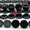 Loose Gemstones Black Onyx Agate Stone Smooth Flat Coin Beads Wholesale For Jewelry Making Bracelet Necklace Diy Design