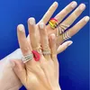 Anéis de cluster Moda Mulheres Fluorescente Esmalte Anel Cor de Ouro Neon Full Finger Jóias