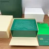 Caja de reloj verde de alta calidad, caja de madera de cuero AAA elegante de lujo con almacenamiento de embalaje con almohada de microfibra 240110